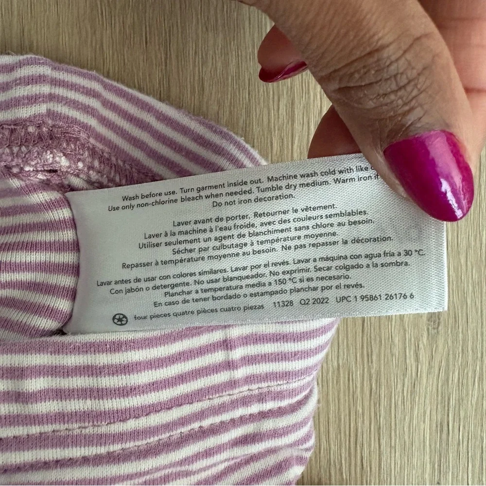 Carter Kids Girls Pajamas Set 6 Years Lavender White Striped 100% Cotton Comfy